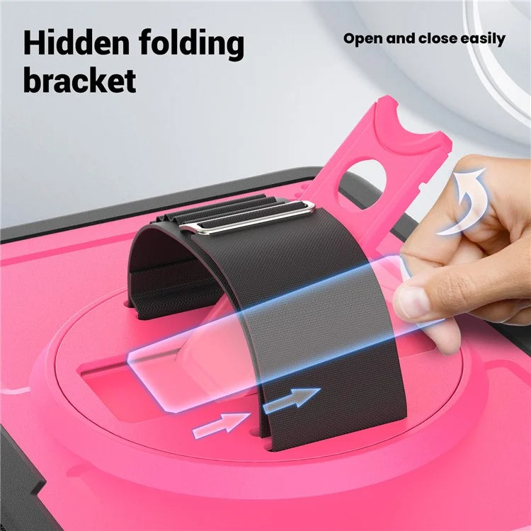 Tablet Case for iPad 10.9 (2022) (A2696) Hand Strap Kickstand PC+TPU Cover Drop-proof