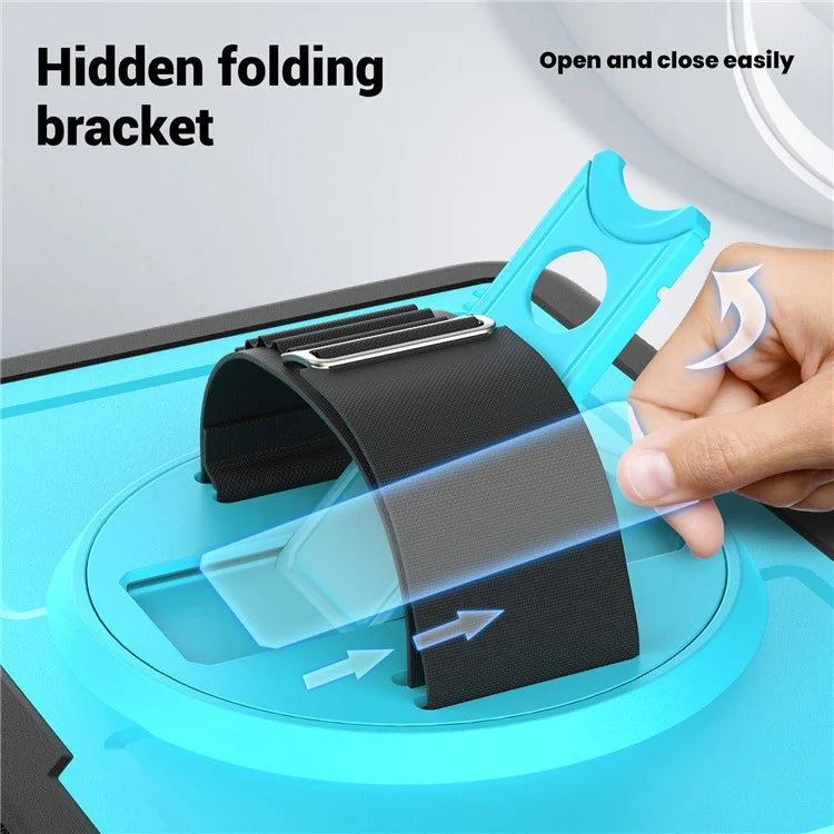 Tablet Case for iPad 10.9 (2022) (A2696) Hand Strap Kickstand PC+TPU Cover Drop-proof