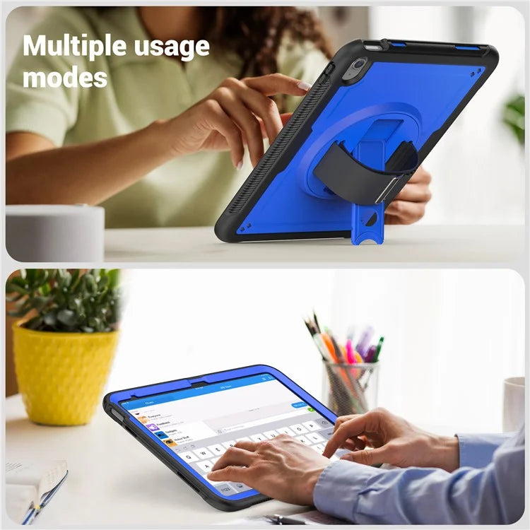 Tablet Case for iPad 10.9 (2022) (A2696) Hand Strap Kickstand PC+TPU Cover Drop-proof