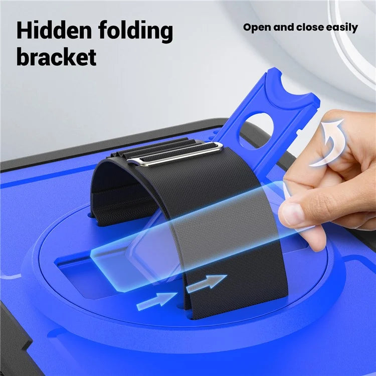Tablet Case for iPad 10.9 (2022) (A2696) Hand Strap Kickstand PC+TPU Cover Drop-proof
