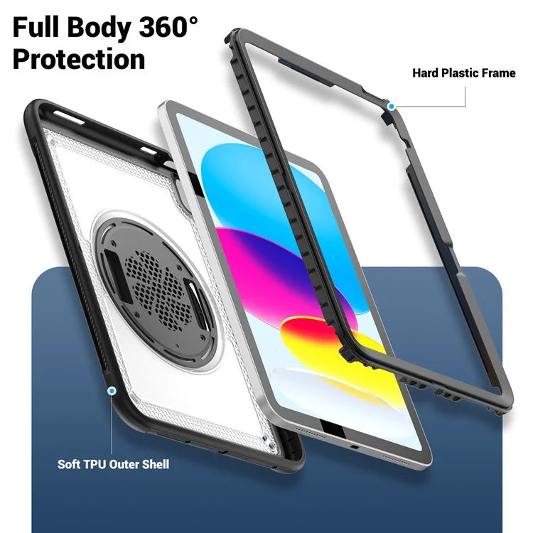 Tablet Case for iPad 10.9 (2022) (A2696) Hand Strap Kickstand PC+TPU Cover Drop-proof