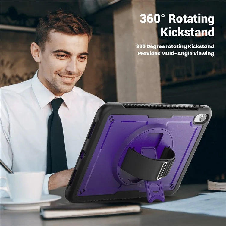 Tablet Case for iPad 10.9 (2022) (A2696) Hand Strap Kickstand PC+TPU Cover Drop-proof