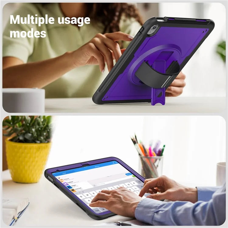 Tablet Case for iPad 10.9 (2022) (A2696) Hand Strap Kickstand PC+TPU Cover Drop-proof