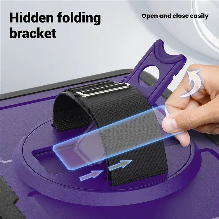 Tablet Case for iPad 10.9 (2022) (A2696) Hand Strap Kickstand PC+TPU Cover Drop-proof