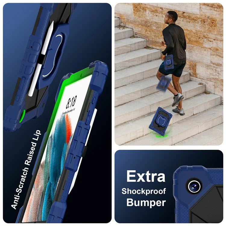 C3 for Samsung Galaxy Tab A8 10.5 (2021) / (2022) Tablet Case Silicone+PC Cover with Shoulder Strap