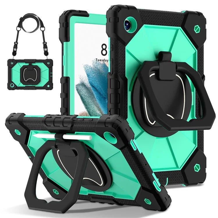 C3 for Samsung Galaxy Tab A8 10.5 (2021) / (2022) Tablet Case Silicone+PC Cover with Shoulder Strap