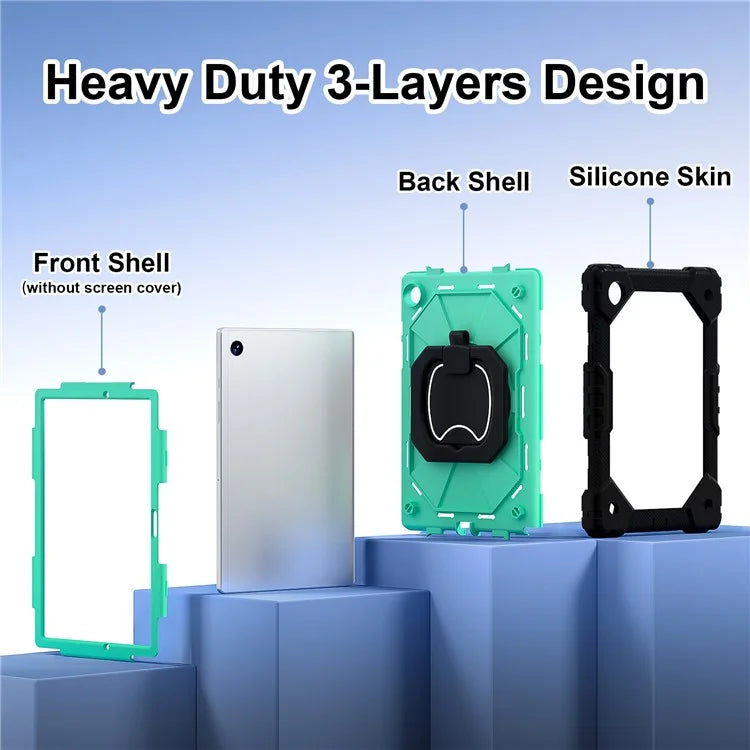 C3 for Samsung Galaxy Tab A8 10.5 (2021) / (2022) Tablet Case Silicone+PC Cover with Shoulder Strap