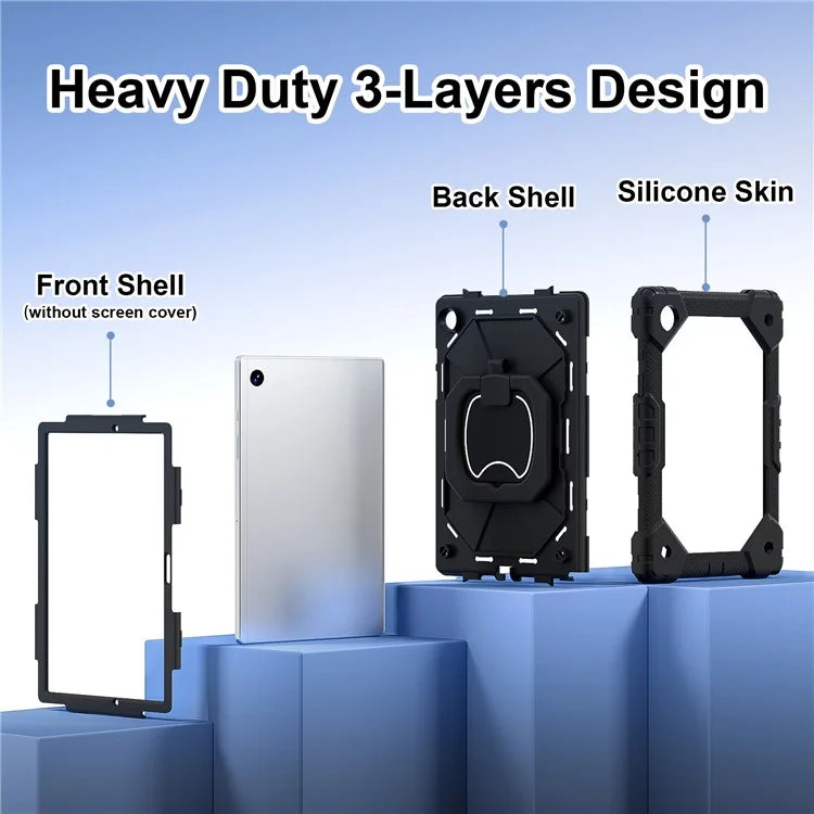 C3 for Samsung Galaxy Tab A8 10.5 (2021) / (2022) Tablet Case Silicone+PC Cover with Shoulder Strap