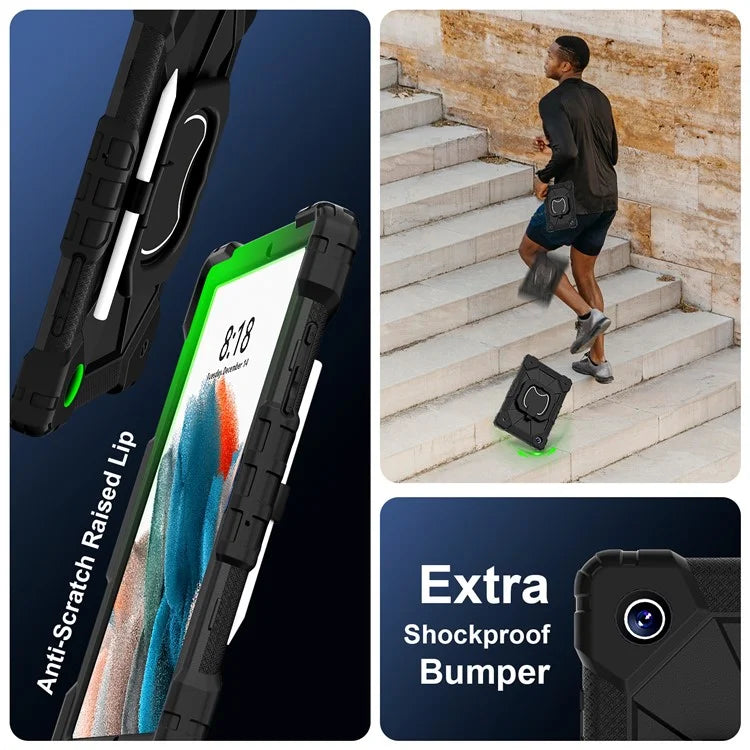 C3 for Samsung Galaxy Tab A8 10.5 (2021) / (2022) Tablet Case Silicone+PC Cover with Shoulder Strap