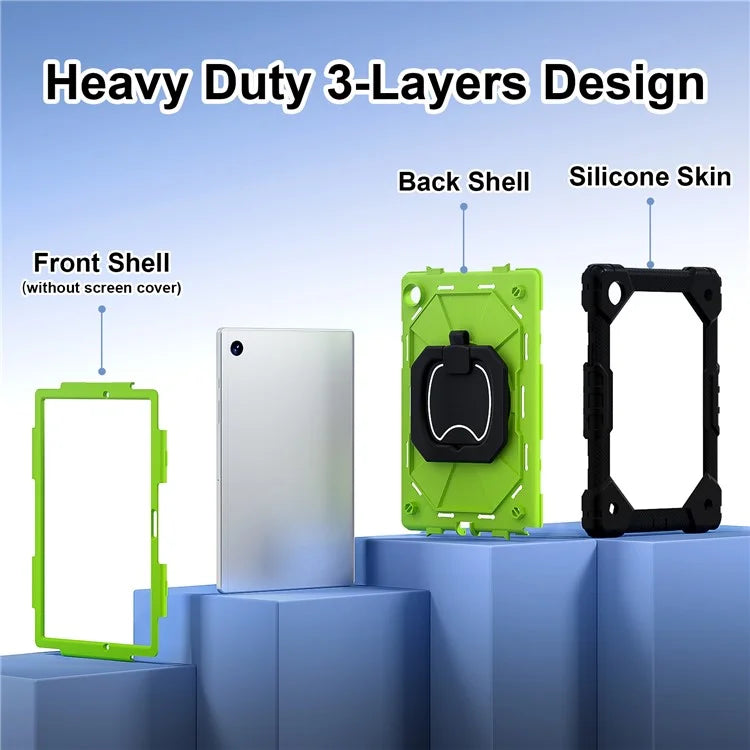 C3 for Samsung Galaxy Tab A8 10.5 (2021) / (2022) Tablet Case Silicone+PC Cover with Shoulder Strap