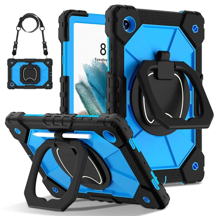 C3 for Samsung Galaxy Tab A8 10.5 (2021) / (2022) Tablet Case Silicone+PC Cover with Shoulder Strap