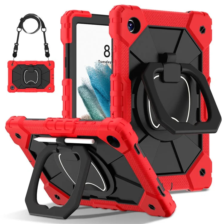 C3 for Samsung Galaxy Tab A8 10.5 (2021) / (2022) Tablet Case Silicone+PC Cover with Shoulder Strap
