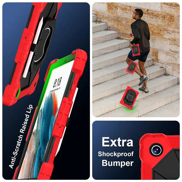 C3 for Samsung Galaxy Tab A8 10.5 (2021) / (2022) Tablet Case Silicone+PC Cover with Shoulder Strap