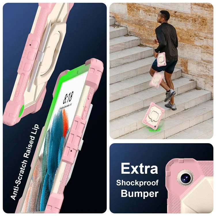 C3 for Samsung Galaxy Tab A8 10.5 (2021) / (2022) Tablet Case Silicone+PC Cover with Shoulder Strap