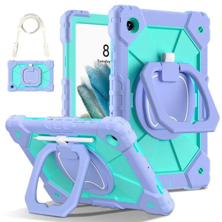 C3 for Samsung Galaxy Tab A8 10.5 (2021) / (2022) Tablet Case Silicone+PC Cover with Shoulder Strap