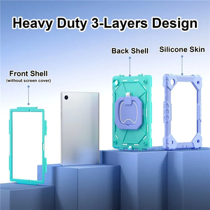 C3 for Samsung Galaxy Tab A8 10.5 (2021) / (2022) Tablet Case Silicone+PC Cover with Shoulder Strap