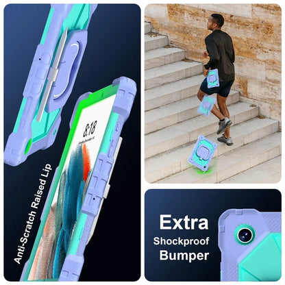 C3 for Samsung Galaxy Tab A8 10.5 (2021) / (2022) Tablet Case Silicone+PC Cover with Shoulder Strap