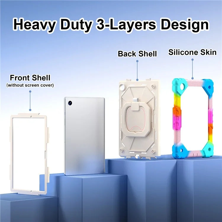 C3 for Samsung Galaxy Tab A8 10.5 (2021) / (2022) Tablet Case Silicone+PC Cover with Shoulder Strap