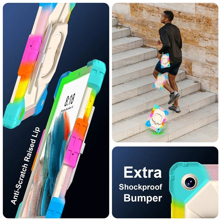 C3 for Samsung Galaxy Tab A8 10.5 (2021) / (2022) Tablet Case Silicone+PC Cover with Shoulder Strap