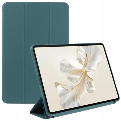 For Honor Pad 9 Case Anti-Scratch PU+Silicone Tri-fold Stand Tablet Coverish Green