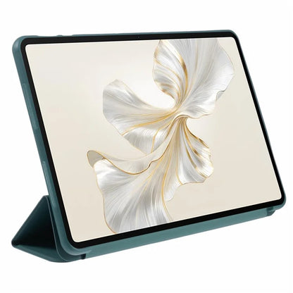 For Honor Pad 9 Case Anti-Scratch PU+Silicone Tri-fold Stand Tablet Coverish Green