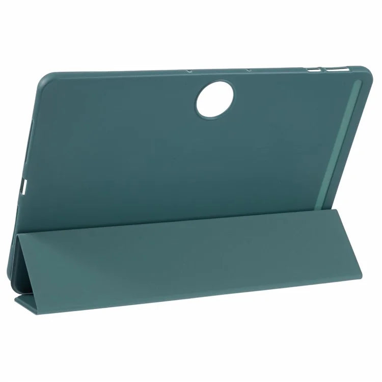 For Honor Pad 9 Case Anti-Scratch PU+Silicone Tri-fold Stand Tablet Coverish Green