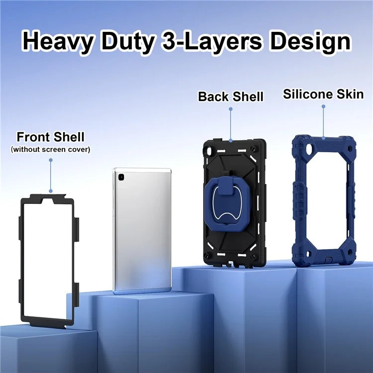 C3 Rugged Case for Samsung Galaxy Tab A7 Lite 8.7-inch T220 / T225 Kickstand Cover with Shoulder Strap