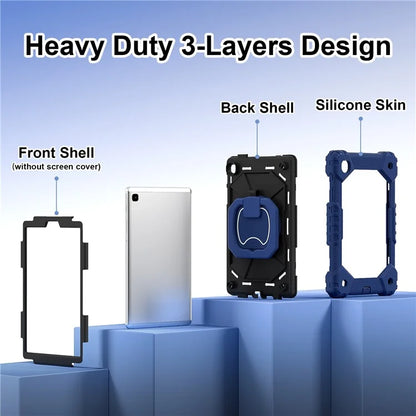 C3 Rugged Case for Samsung Galaxy Tab A7 Lite 8.7-inch T220 / T225 Kickstand Cover with Shoulder Strap