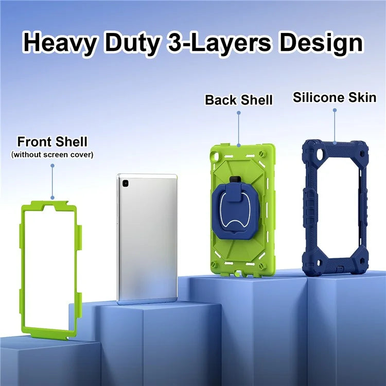 C3 Rugged Case for Samsung Galaxy Tab A7 Lite 8.7-inch T220 / T225 Kickstand Cover with Shoulder Strap