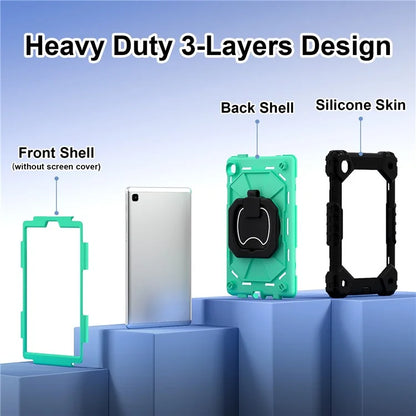 C3 Rugged Case for Samsung Galaxy Tab A7 Lite 8.7-inch T220 / T225 Kickstand Cover with Shoulder Strap