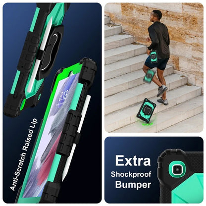 C3 Rugged Case for Samsung Galaxy Tab A7 Lite 8.7-inch T220 / T225 Kickstand Cover with Shoulder Strap