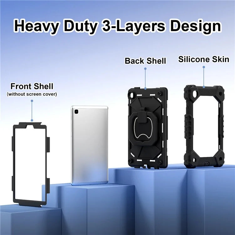 C3 Rugged Case for Samsung Galaxy Tab A7 Lite 8.7-inch T220 / T225 Kickstand Cover with Shoulder Strap