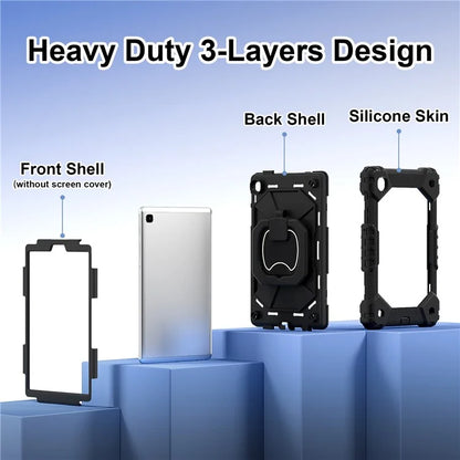 C3 Rugged Case for Samsung Galaxy Tab A7 Lite 8.7-inch T220 / T225 Kickstand Cover with Shoulder Strap