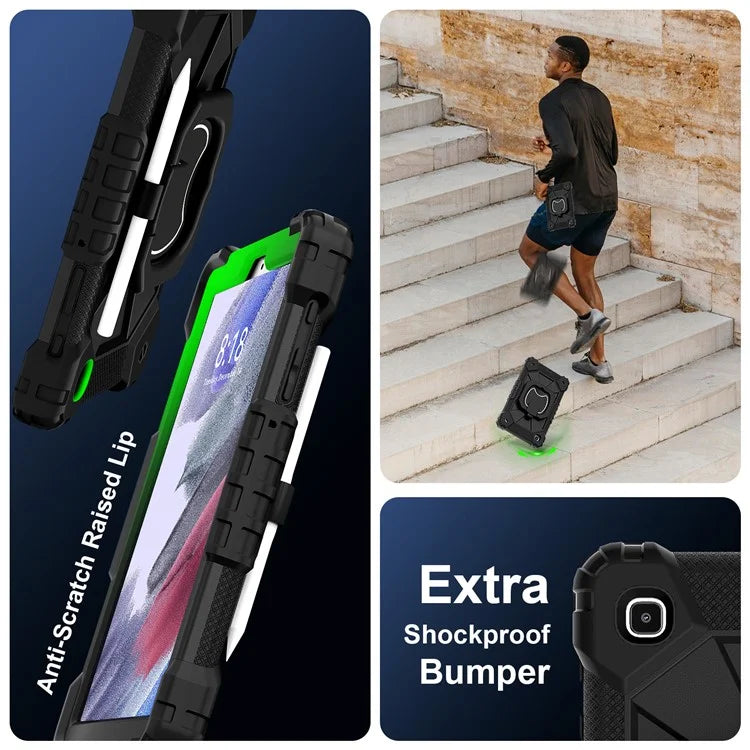 C3 Rugged Case for Samsung Galaxy Tab A7 Lite 8.7-inch T220 / T225 Kickstand Cover with Shoulder Strap