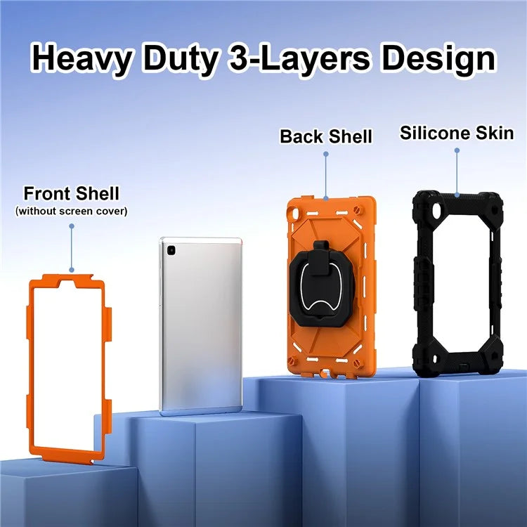 C3 Rugged Case for Samsung Galaxy Tab A7 Lite 8.7-inch T220 / T225 Kickstand Cover with Shoulder Strap