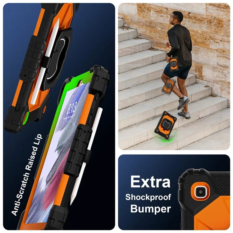 C3 Rugged Case for Samsung Galaxy Tab A7 Lite 8.7-inch T220 / T225 Kickstand Cover with Shoulder Strap