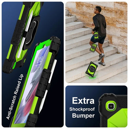 C3 Rugged Case for Samsung Galaxy Tab A7 Lite 8.7-inch T220 / T225 Kickstand Cover with Shoulder Strap