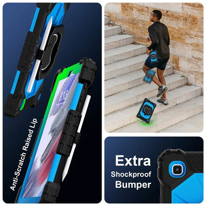 C3 Rugged Case for Samsung Galaxy Tab A7 Lite 8.7-inch T220 / T225 Kickstand Cover with Shoulder Strap