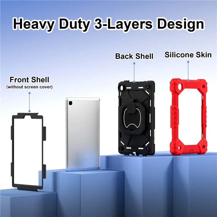 C3 Rugged Case for Samsung Galaxy Tab A7 Lite 8.7-inch T220 / T225 Kickstand Cover with Shoulder Strap