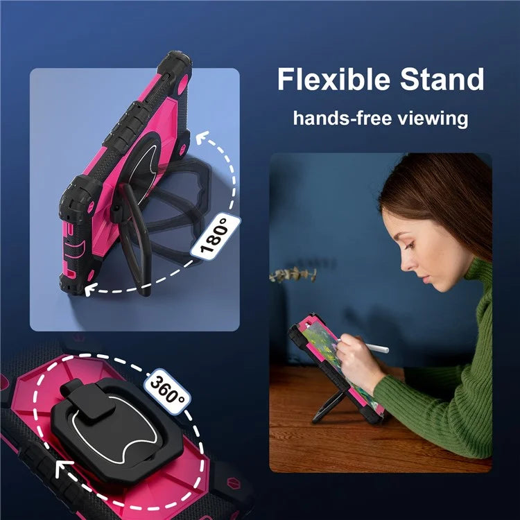 C3 Rugged Case for Samsung Galaxy Tab A7 Lite 8.7-inch T220 / T225 Kickstand Cover with Shoulder Strap