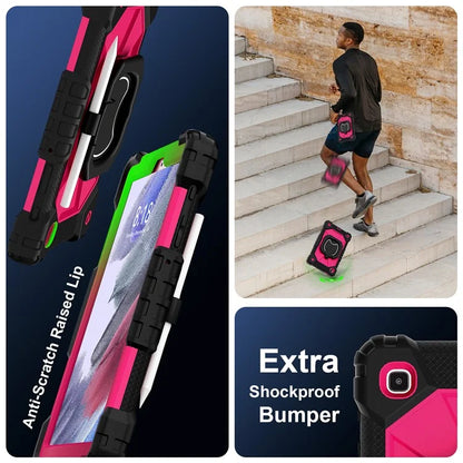 C3 Rugged Case for Samsung Galaxy Tab A7 Lite 8.7-inch T220 / T225 Kickstand Cover with Shoulder Strap