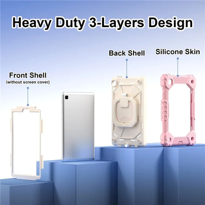 C3 Rugged Case for Samsung Galaxy Tab A7 Lite 8.7-inch T220 / T225 Kickstand Cover with Shoulder Strap