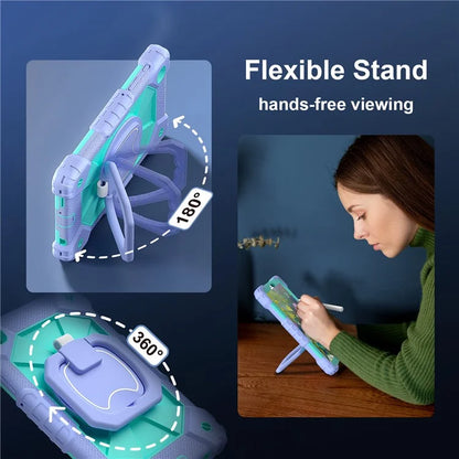 C3 Rugged Case for Samsung Galaxy Tab A7 Lite 8.7-inch T220 / T225 Kickstand Cover with Shoulder Strap