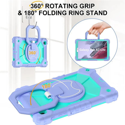 C3 Rugged Case for Samsung Galaxy Tab A7 Lite 8.7-inch T220 / T225 Kickstand Cover with Shoulder Strap