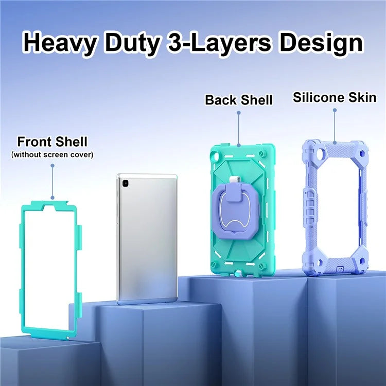 C3 Rugged Case for Samsung Galaxy Tab A7 Lite 8.7-inch T220 / T225 Kickstand Cover with Shoulder Strap