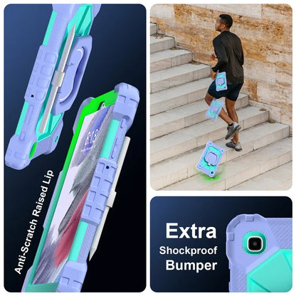 C3 Rugged Case for Samsung Galaxy Tab A7 Lite 8.7-inch T220 / T225 Kickstand Cover with Shoulder Strap