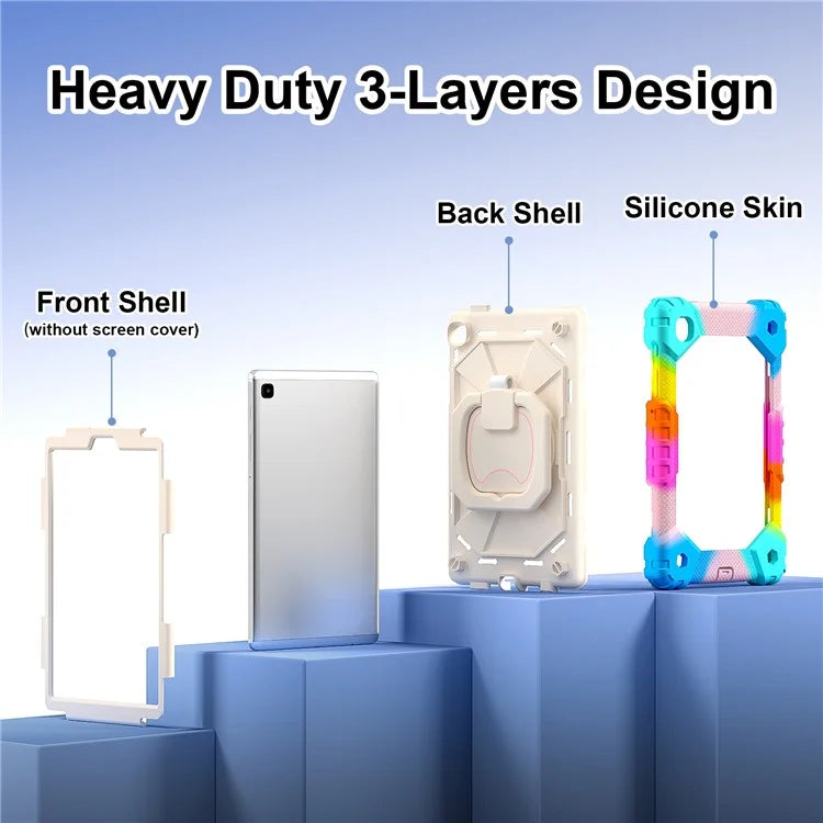 C3 Rugged Case for Samsung Galaxy Tab A7 Lite 8.7-inch T220 / T225 Kickstand Cover with Shoulder Strap