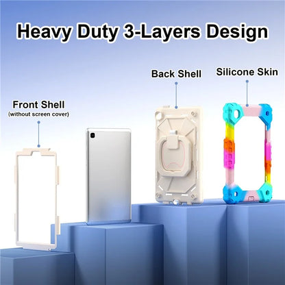 C3 Rugged Case for Samsung Galaxy Tab A7 Lite 8.7-inch T220 / T225 Kickstand Cover with Shoulder Strap