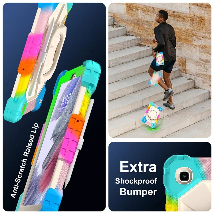 C3 Rugged Case for Samsung Galaxy Tab A7 Lite 8.7-inch T220 / T225 Kickstand Cover with Shoulder Strap