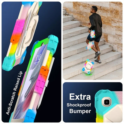 C3 Rugged Case for Samsung Galaxy Tab A7 Lite 8.7-inch T220 / T225 Kickstand Cover with Shoulder Strap